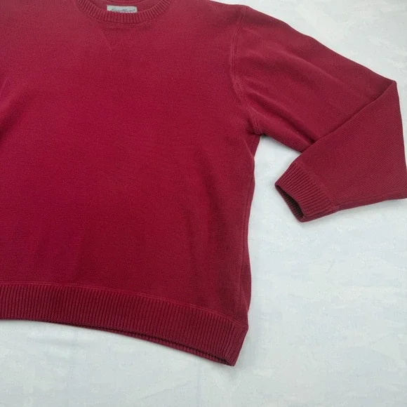 Eddie Bauer Sweater Mens Large Red Tight Knit Ribbed Hem Raglan Sleeve Pullover - Picture 4 of 8